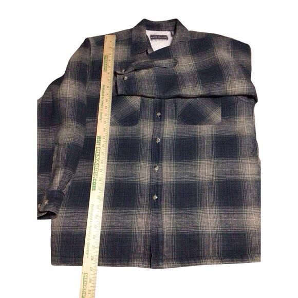 David Taylor Vtg Men’s Medium Ramie Flannel Shirt Jacket Sherpa Lined Pockets - Picture 7 of 7